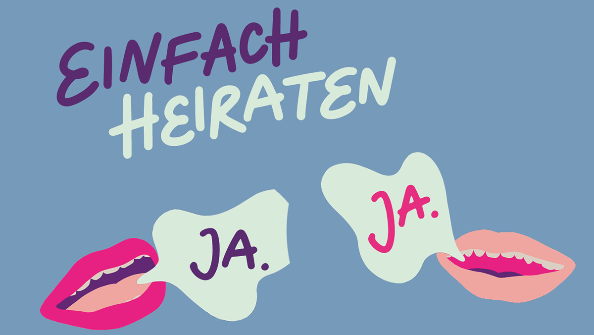 Grafik zu #einfachheiraten mit zwei Mündern, die Ja sagen